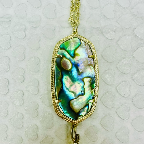 Kendra Scott Rayne Abalone Shell Tassel Pendant Necklace Gold Tone - Picture 2 of 4